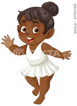 Joyful Young Dancer in White Dress Illustration Joyful Young Dancer in White Dress Illustration 127922408