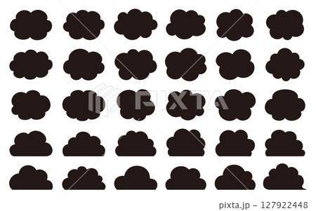 手描き風 雲のイラスト素材セット シンプルでかわいい空模様パターン フラット ベクター デザイン 黒 手描き風 雲のイラスト素材セット シンプルでかわいい空模様パターン フラット ベクター デザイン 黒 127922448