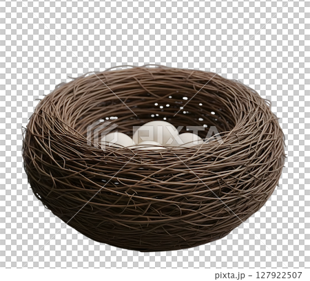 Birds Nest with Eggs Minimalist 3D Rendering in a Soft And Smooth Renderer 127922507