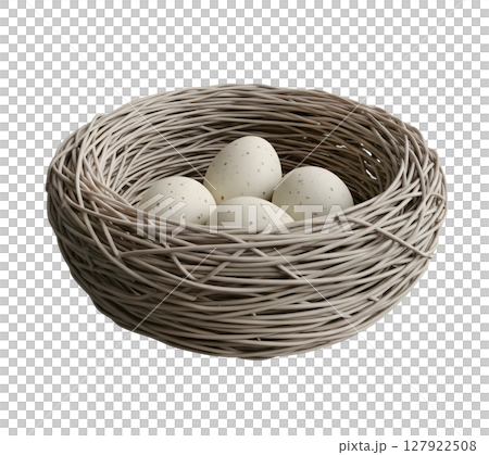 Birds Nest with Eggs Minimalist 3D Rendering in a Soft And Smooth Renderer 127922508