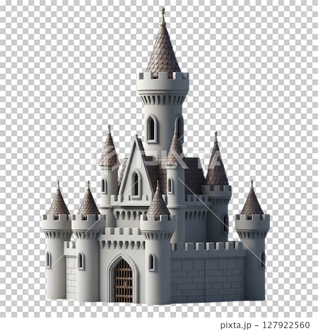 Fantasy Castle Minimalist 3D Rendering in a Soft And Smooth Renderer 127922560