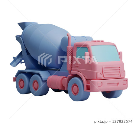 Cement Mixer Truck Minimalist 3D Rendering in a Soft And Smooth Renderer 127922574