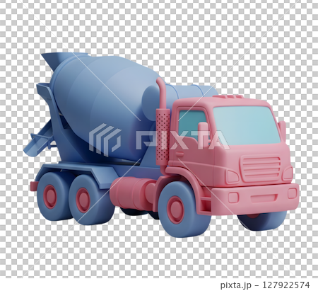 Cement Mixer Truck Minimalist 3D Rendering in a Soft And Smooth Renderer 127922574
