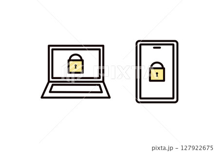パソコンとセキュリティのアイコンセット パソコンとセキュリティのアイコンセット 127922675