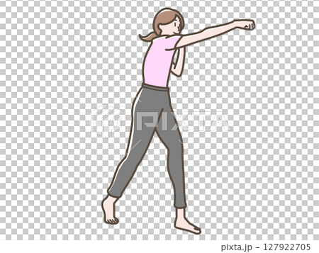 一名婦女打拳的插圖 127922705