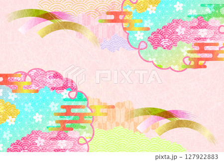 桜　年賀状　和柄　背景 127922883