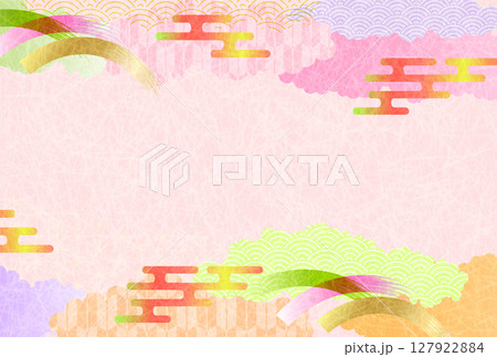 春　年賀状　カラフル　和柄　背景 127922884