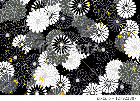 菊 喪中 はがき 和柄 背景 菊 喪中 はがき 和柄 背景 127922887