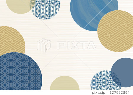 青　円　和柄　背景 127922894