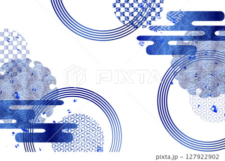 青　年賀状　和柄　背景 127922902