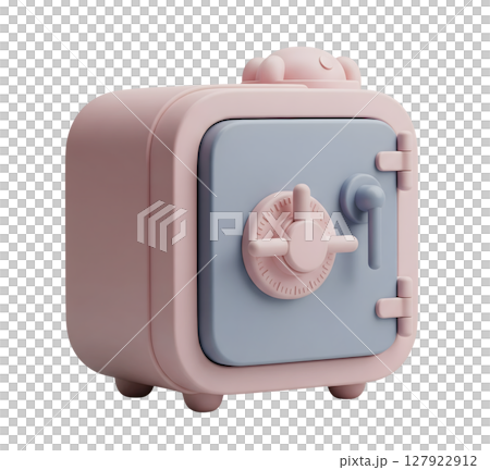 Closed Metal Safe Minimalist 3D Rendering in a Soft And Smooth Renderer 127922912