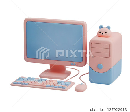 Desktop Computer Minimalist 3D Rendering in a Soft And Smooth Renderer Desktop Computer Minimalist 3D Rendering in a Soft And Smooth Renderer 127922918
