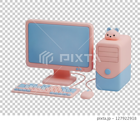 Desktop Computer Minimalist 3D Rendering in a Soft And Smooth Renderer Desktop Computer Minimalist 3D Rendering in a Soft And Smooth Renderer 127922918