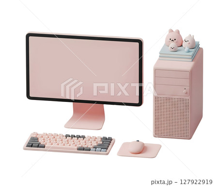 Desktop Computer Minimalist 3D Rendering in a Soft And Smooth Renderer Desktop Computer Minimalist 3D Rendering in a Soft And Smooth Renderer 127922919