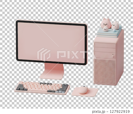 Desktop Computer Minimalist 3D Rendering in a Soft And Smooth Renderer Desktop Computer Minimalist 3D Rendering in a Soft And Smooth Renderer 127922919
