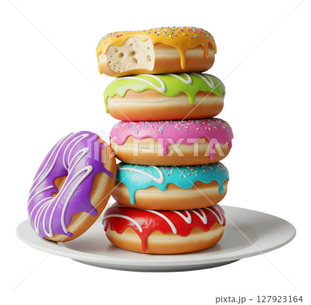 Stack of Colorful Donuts Minimalist 3D Rendering in a Soft And Smooth Renderer Stack of Colorful Donuts Minimalist 3D Rendering in a Soft And Smooth Renderer 127923164