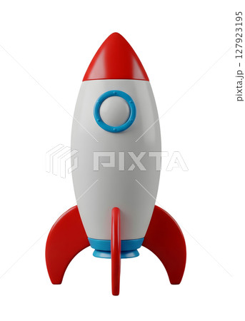 Rocket Ship Minimalist 3D Rendering in a Soft And Smooth Renderer 127923195