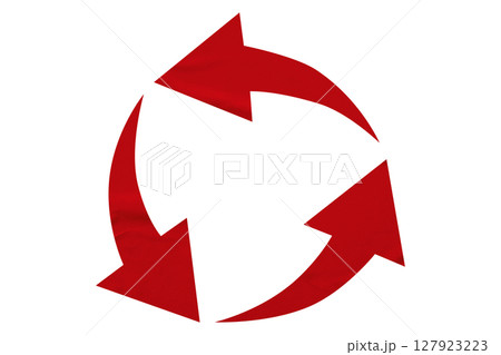 Red recycle symbol paper isolated on transparent background Red recycle symbol paper isolated on transparent background 127923223