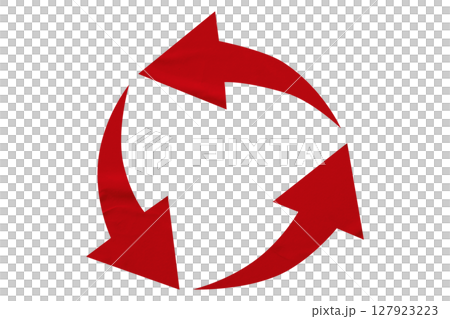 Red recycle symbol paper isolated on transparent background Red recycle symbol paper isolated on transparent background 127923223