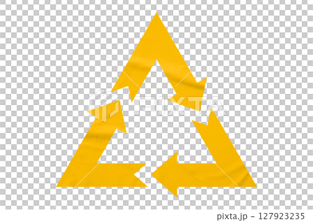 Yellow recycle symbol paper isolated on transparent background 127923235