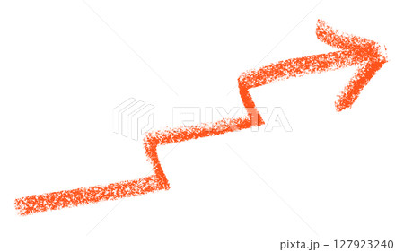Red arrow symbol colored pencil isolated on transparent background 127923240