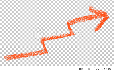 Red arrow symbol colored pencil isolated on transparent background 127923240