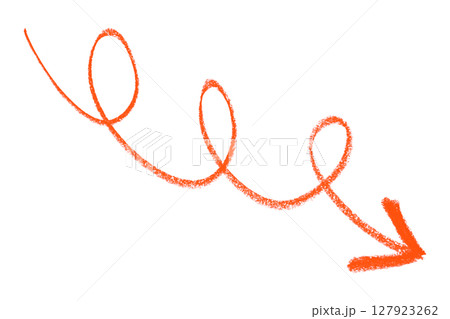 Red arrow symbol colored pencil isolated on transparent background 127923262