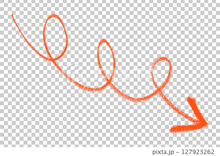 Red arrow symbol colored pencil isolated on transparent background 127923262