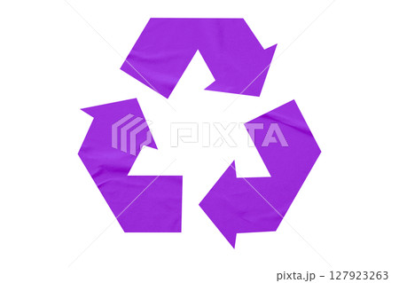 Purple recycle symbol paper isolated on transparent background 127923263