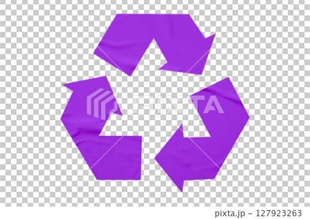 Purple recycle symbol paper isolated on transparent background 127923263