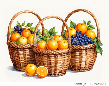 かごに入ったフルーツいろいろ 127923654