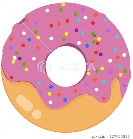 Cute pink donut with colorful sprinkles 127923832