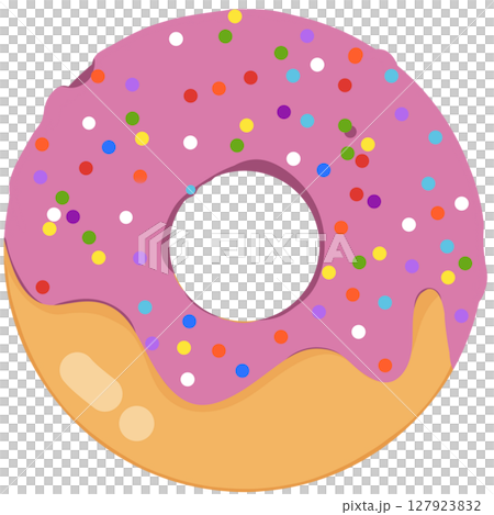 Cute pink donut with colorful sprinkles 127923832