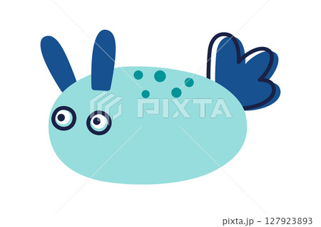 Vector illustration of cute sea bunny in flat cartoon style. Adorable nudibranch character with rabbit features, marine animal for ocean themes, kids designs, educational materials, decor Vector illustration of cute sea bunny in flat cartoon style. Adorable nudibranch character with rabbit features, marine animal for ocean themes, kids designs, educational materials, decor 127923893