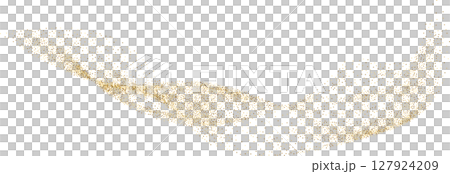 Magic gold sparkle wave. Luxury golden flowing wavy lines glowing pattern with gold spray, sand, dust and sparkles 127924209
