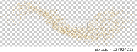 Golden sparkles wave. Luxury flowing wavy lines glowing pattern with gold spray and sparkles 127924212