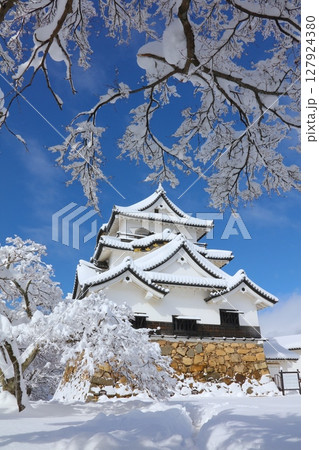 「国宝」彦根城・天守の雪景色/最強寒波の日/日本100名城/日本の音風景100選/琵琶湖国定公園 127924380