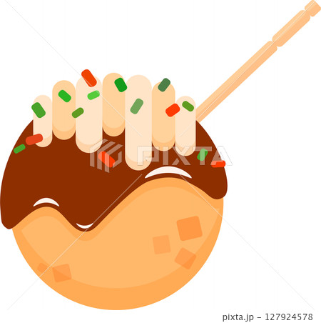爪楊枝が刺さったたこ焼きのイラスト 爪楊枝が刺さったたこ焼きのイラスト 127924578