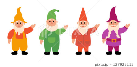 Set of Garden Gnomes. Vector flat illustration. 127925113