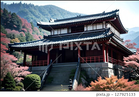桜に囲まれた五重塔 127925133