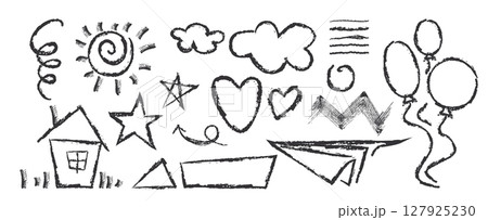 Crayon doodle shape collection Crayon doodle shape collection 127925230