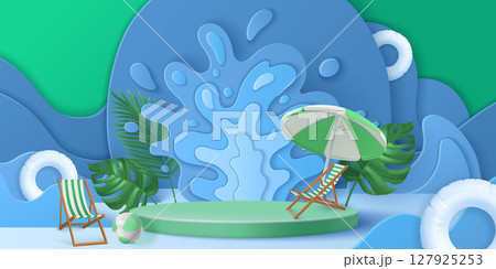 3D summer podium display 3D summer podium display 127925253