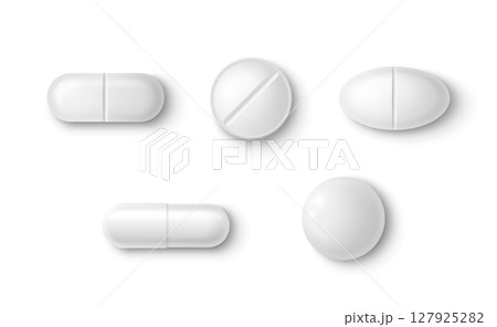 White 3d pills collection 127925282