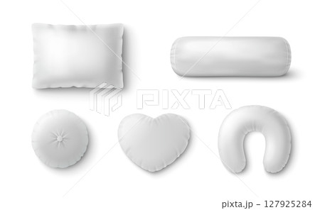 White pillow and cushion 3d set 127925284