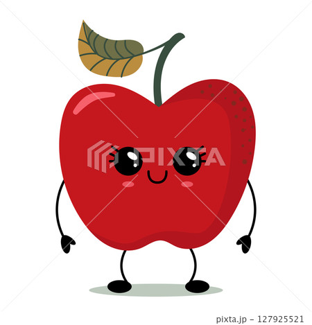 Adorable kawaii apple with smiling face 127925521