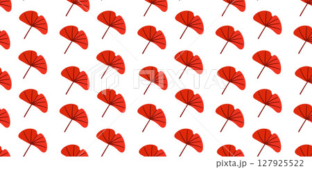 Seamless autumn leaf pattern in red and white 127925522