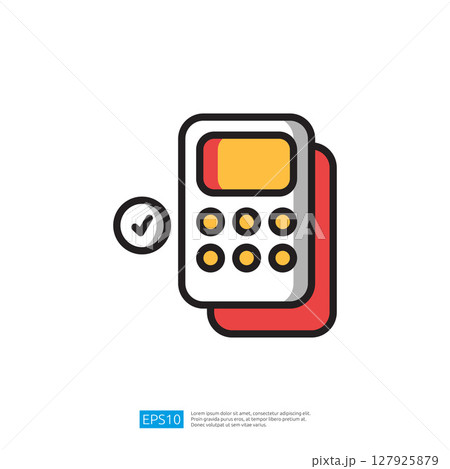 Minimalist Icon Of A Calculator With Check Mark On A Light Background,Simple Design for Education and Business Use Minimalist Icon Of A Calculator With Check Mark On A Light Background,Simple Design for Education and Business Use 127925879