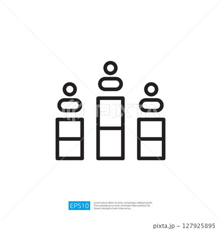 Minimalist Icon Of Three Figures On Podiums Representing Achievement And Competition Using Geometric Shapes And Modern Minimalist Icon Of Three Figures On Podiums Representing Achievement And Competition Using Geometric Shapes And Modern 127925895