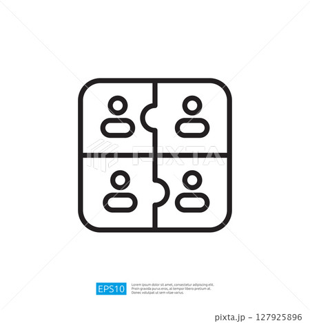 Minimalist Outline Icon of Four Connected Dots in Square Formation and Compositional Elements and Creative Shapes Minimalist Outline Icon of Four Connected Dots in Square Formation and Compositional Elements and Creative Shapes 127925896
