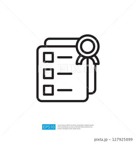 Minimalist Icon Representing Checklist with Ribbon and Multiple Points 127925899